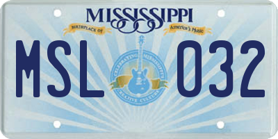 MS license plate MSL032
