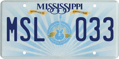 MS license plate MSL033