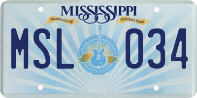 MS license plate MSL034