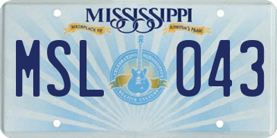 MS license plate MSL043