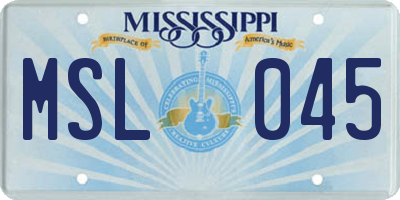 MS license plate MSL045