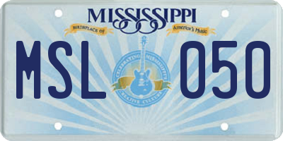 MS license plate MSL050