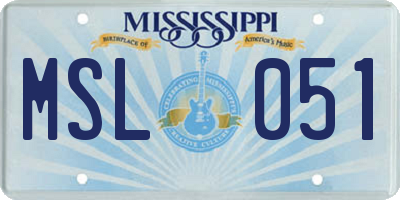 MS license plate MSL051