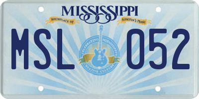 MS license plate MSL052