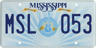 MS license plate MSL053