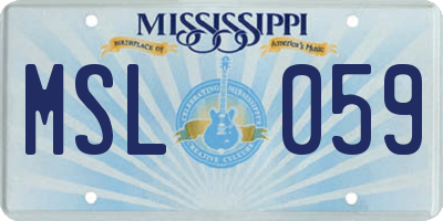 MS license plate MSL059