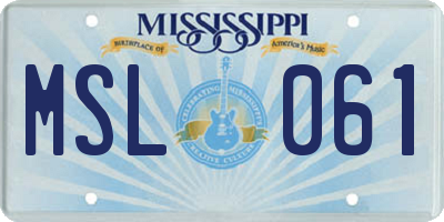 MS license plate MSL061