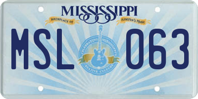 MS license plate MSL063
