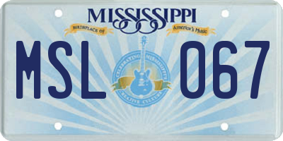 MS license plate MSL067