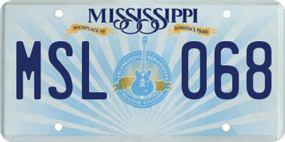 MS license plate MSL068