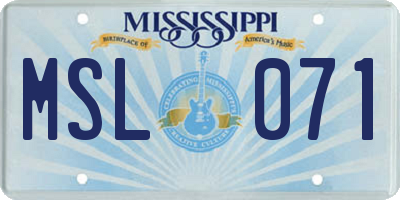 MS license plate MSL071