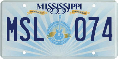 MS license plate MSL074