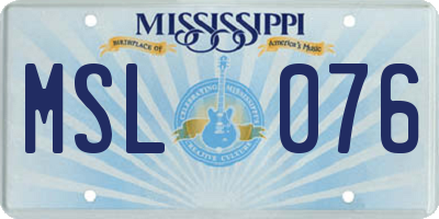 MS license plate MSL076