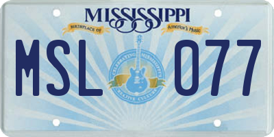 MS license plate MSL077