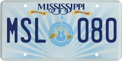 MS license plate MSL080