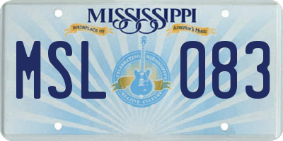 MS license plate MSL083