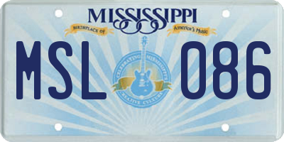 MS license plate MSL086