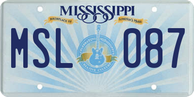 MS license plate MSL087