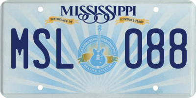 MS license plate MSL088
