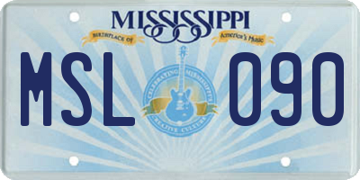 MS license plate MSL090