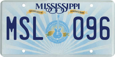 MS license plate MSL096
