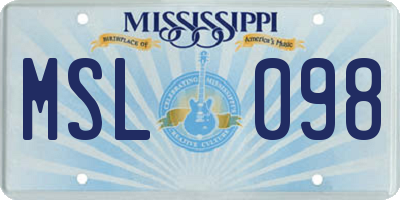 MS license plate MSL098