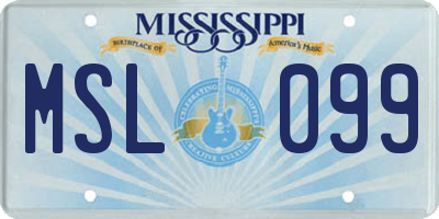 MS license plate MSL099