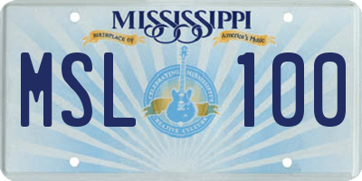 MS license plate MSL100