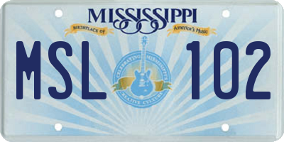 MS license plate MSL102