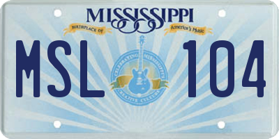MS license plate MSL104