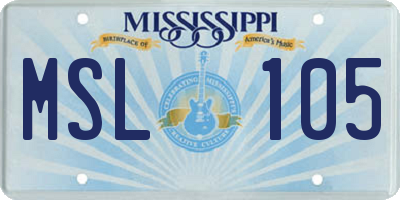 MS license plate MSL105