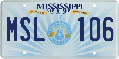 MS license plate MSL106