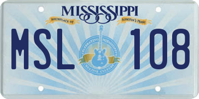 MS license plate MSL108