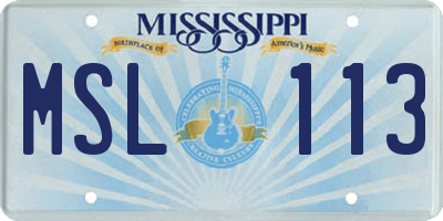 MS license plate MSL113