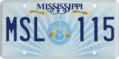 MS license plate MSL115