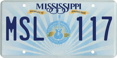 MS license plate MSL117