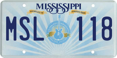 MS license plate MSL118