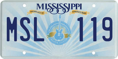 MS license plate MSL119