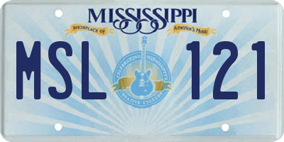 MS license plate MSL121