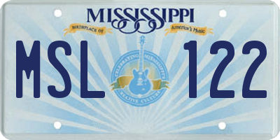 MS license plate MSL122