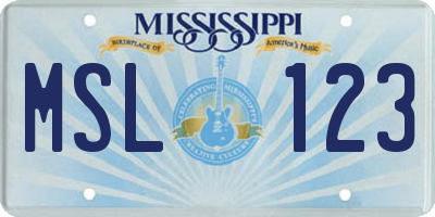 MS license plate MSL123