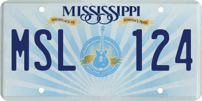 MS license plate MSL124