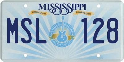 MS license plate MSL128