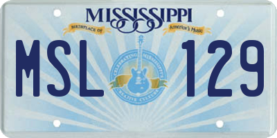 MS license plate MSL129