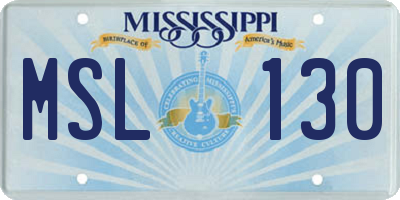 MS license plate MSL130