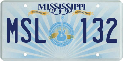 MS license plate MSL132