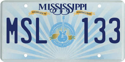MS license plate MSL133