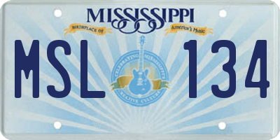 MS license plate MSL134