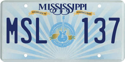 MS license plate MSL137