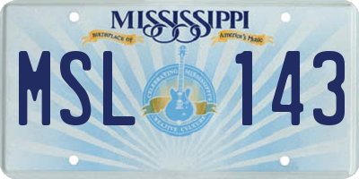 MS license plate MSL143